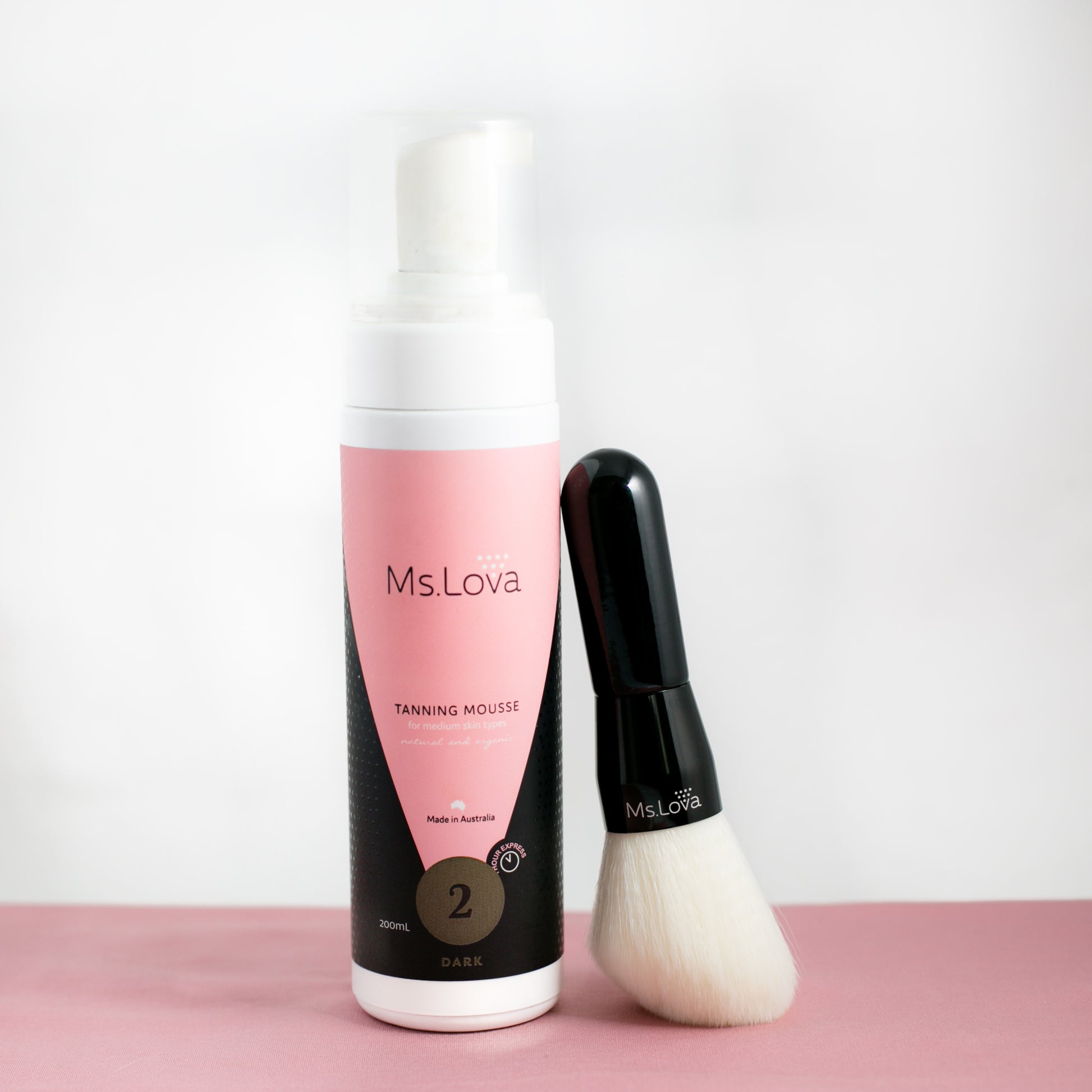 Ms.Lova self tanning mousse with face tanning brush for smooth and natural-looking glow application