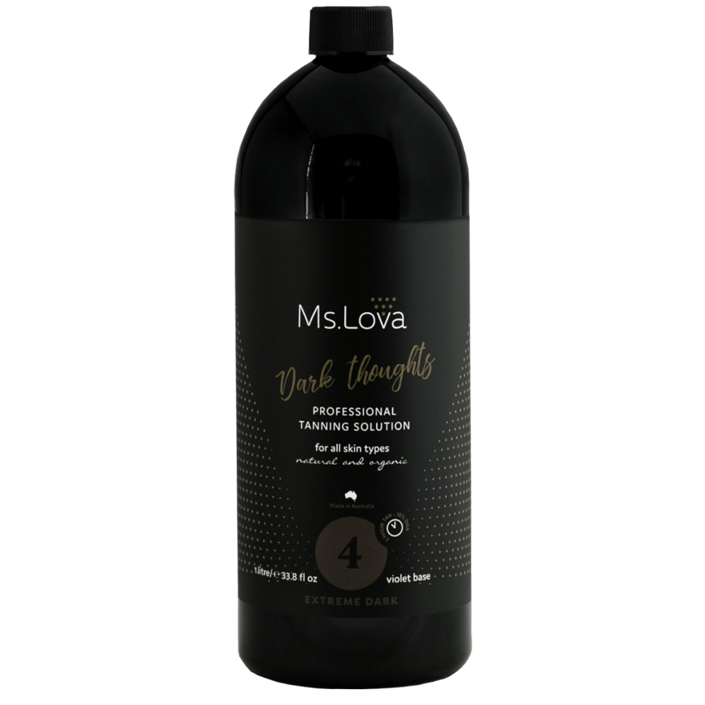 Ms.Lova 16% Professional Spray Tan Solution Extreme Dark violet base for salons and spray tan artists.